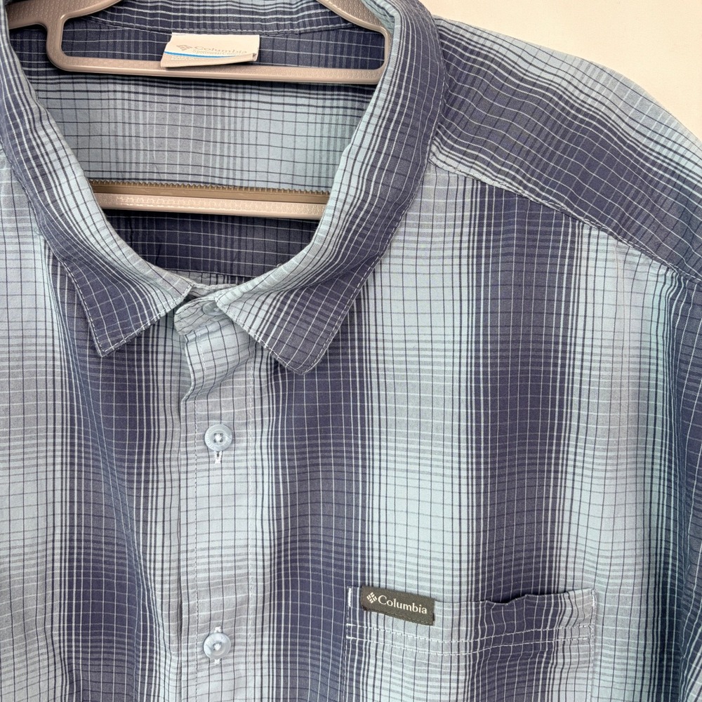 Columbia Button Down Shirt 3X Blue Plaid XS8259